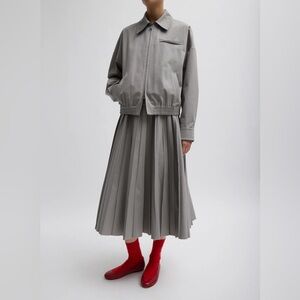 Tibi Oliver Cotton Stretch Tricotine Bomber Jacket Gray Moon S Worn Once